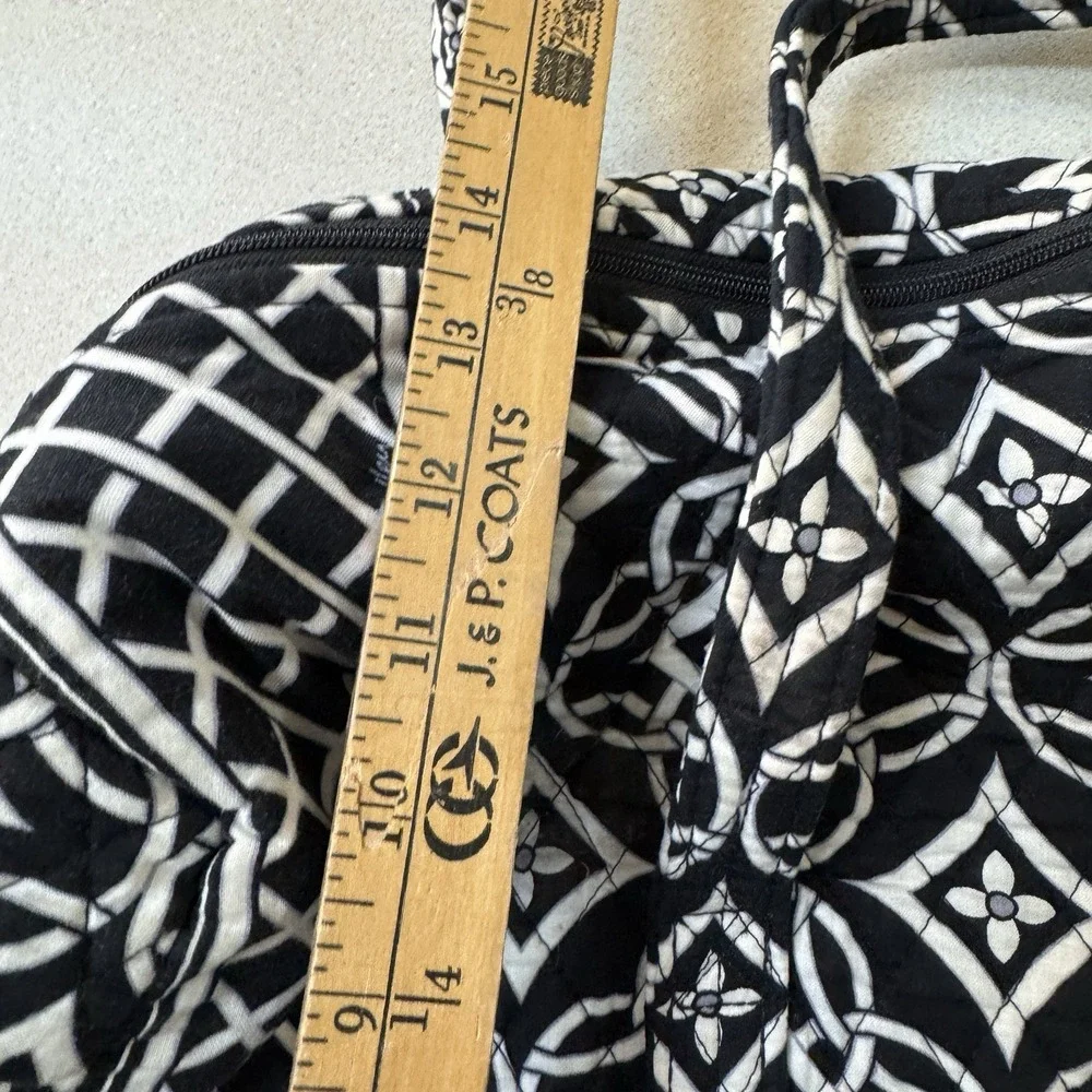 Womens Black White Geometric Quilted Overnight bag Concerto Zip Large